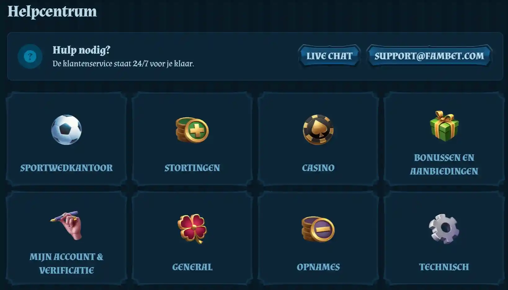 Klantenondersteuning bij FamBet
